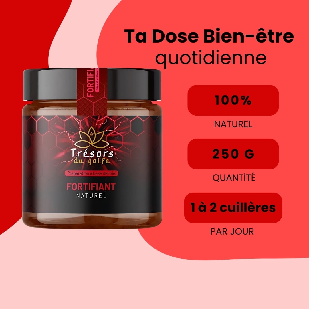 Miel Fortifiant : Gelée Royale et Pollen – 250g trésors du golfe